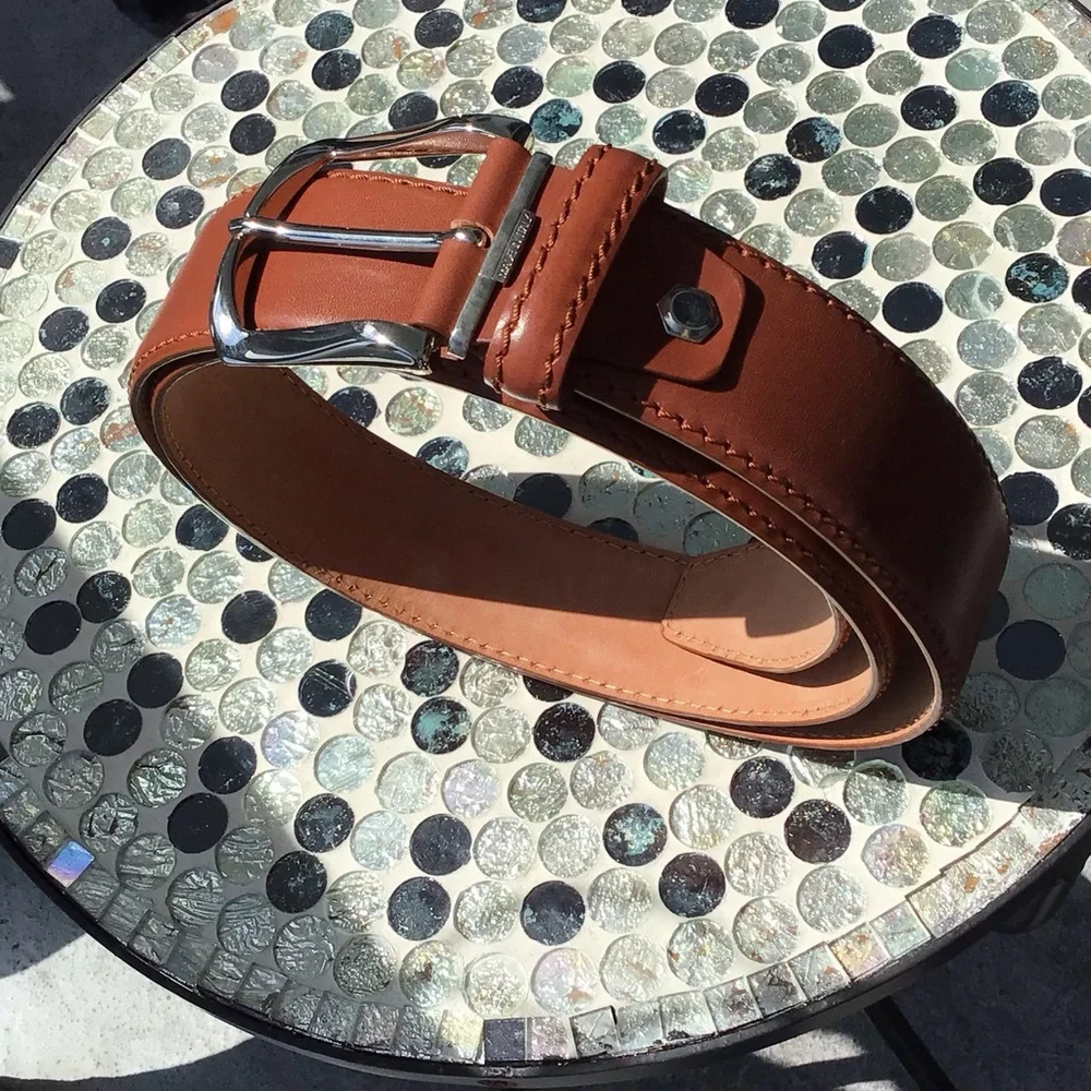 Roger Ximenez Cuervo Smooth Italian Calf Leather Belt with Nubuck Lining Italy
